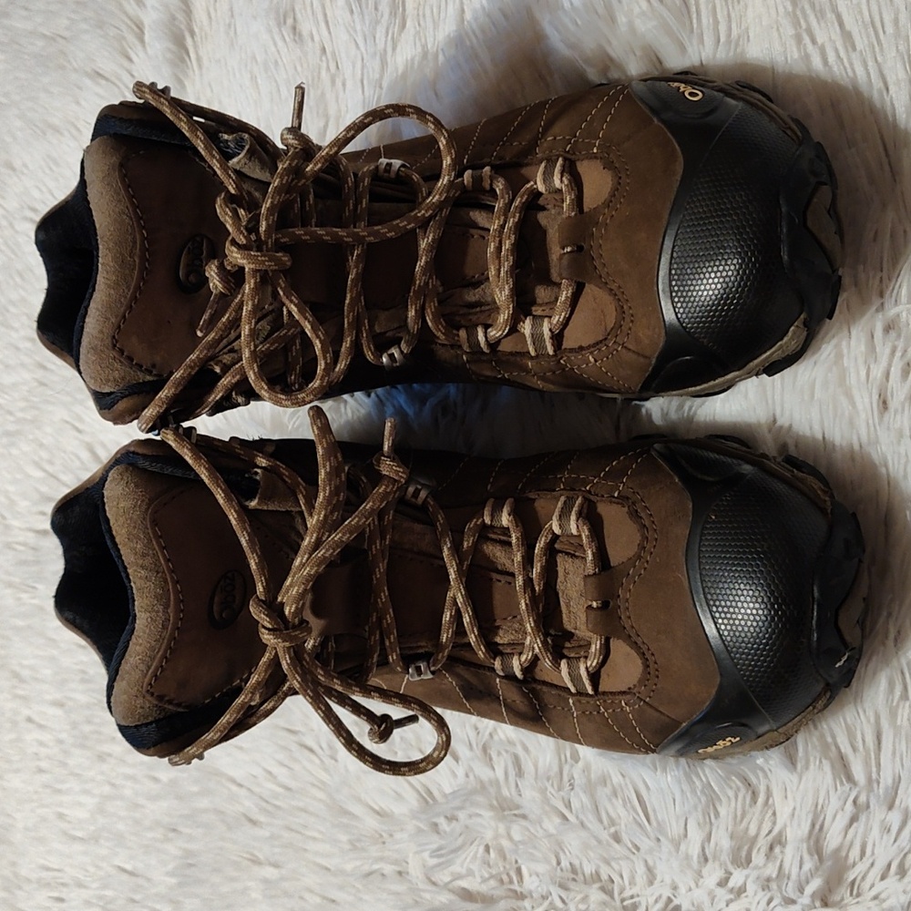 Obōz Womens Bridger Mid Hiking Boots Walnut Brown Leather B-Dry Waterproof 9.5 - Picture 2 of 11